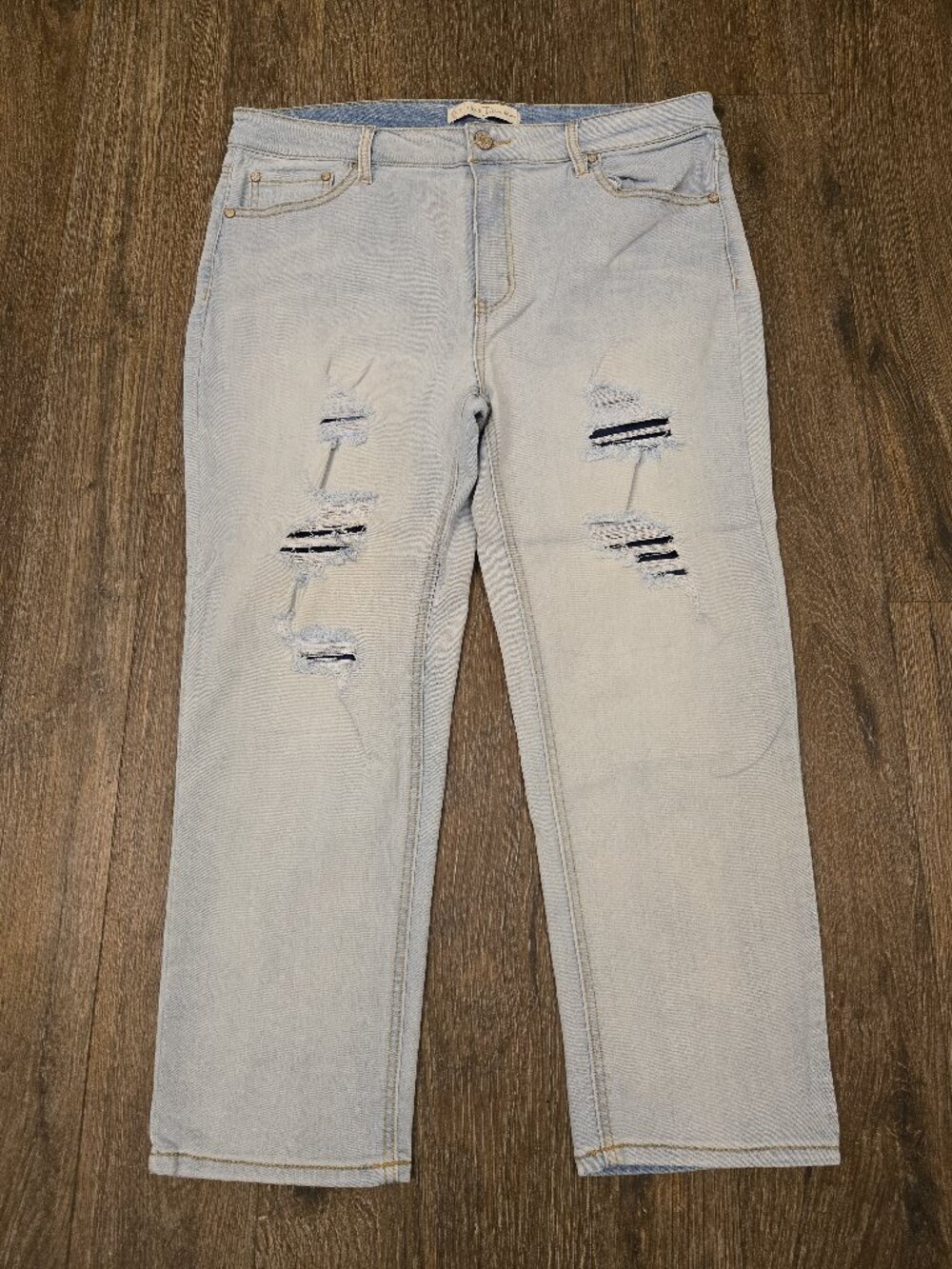 Womens Est 1946 High Rise Distressed Jeans Size 12 Blue Denim Casual Fashion
